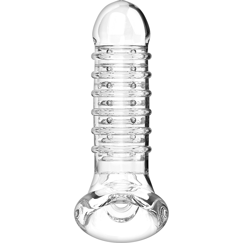VIRILXL Extensão Peniana V15 Transparente, mostrando sua forma ergonômica e material macio