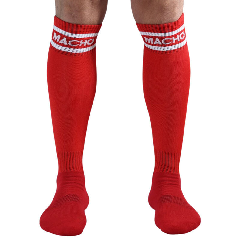 Macho Medias Largas Estilo Fútbol Sexy Rojo