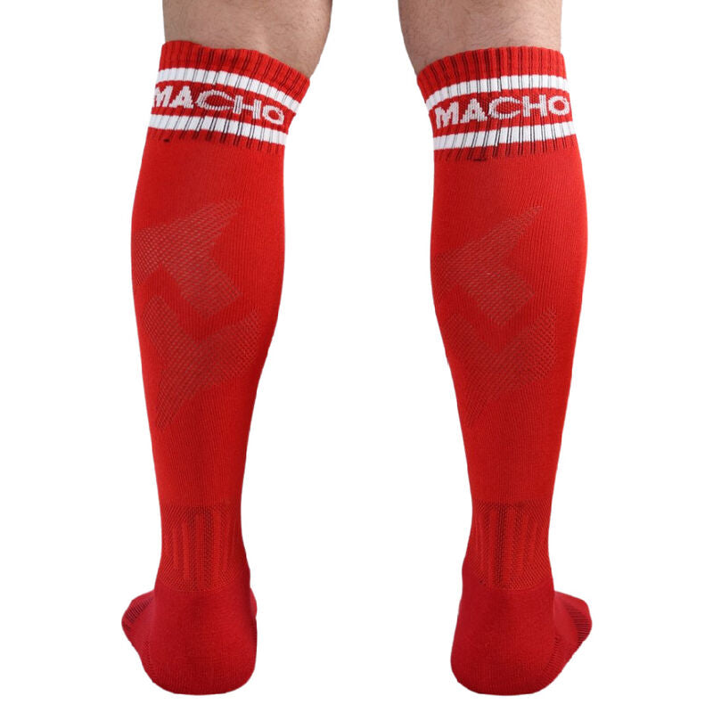 Macho Medias Largas Estilo Fútbol Sexy Rojo