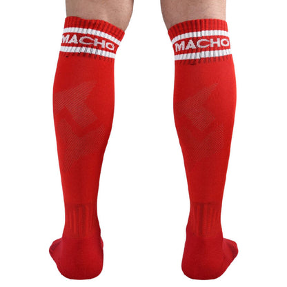 Macho Medias Largas Estilo Fútbol Sexy Rojo