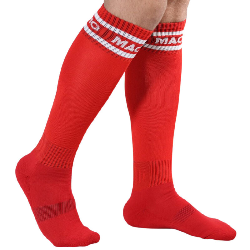 Macho Medias Largas Estilo Fútbol Sexy Rojo