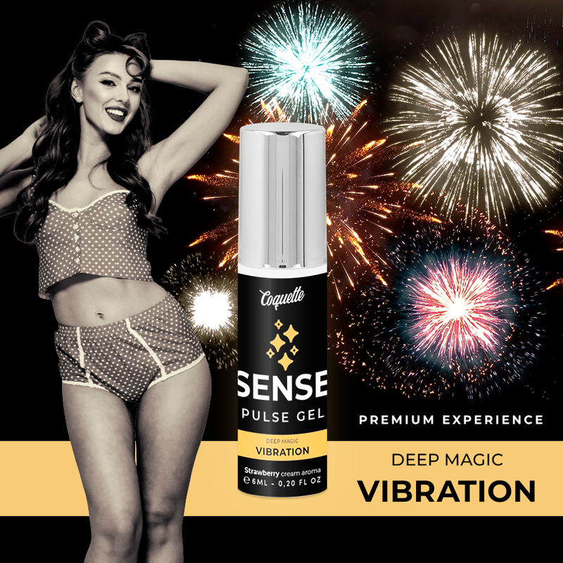 COQUETTE CHIC DESIRE Gel Vibrador Líquido Morango Pulse Premium 6ML para estimulação unissexo.