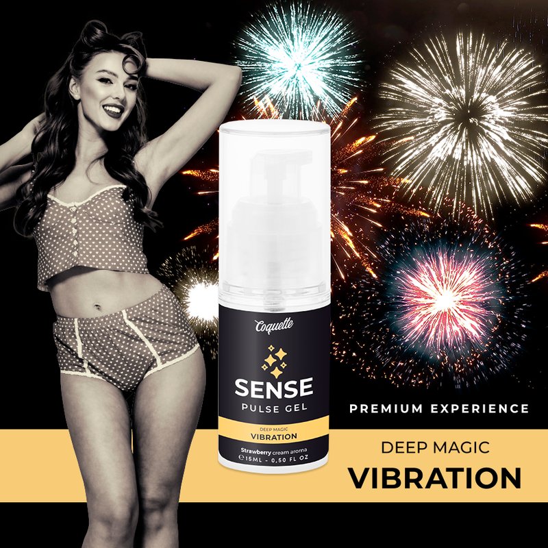 COQUETTE CHIC DESIRE Gel Vibrador Líquido Pulse Morango Premium 15ml com efeitos vibratórios e de aquecimento.