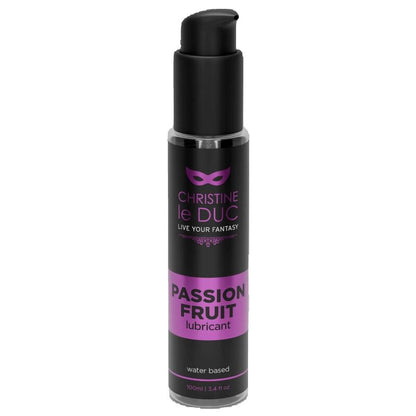 Frasco de lubrificante pessoal à base de água CHRISTINE LE DUC com sabor a maracujá, 100ml.