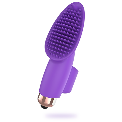 Close-up do WOMANVIBE Dedo Estimulador de Silicone Aisha Compacto e Potente, mostrando seu design ergonómico e material de silicone.
