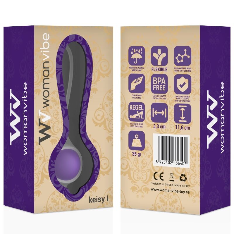 Close-up da Bola Geisha WOMANVIBE Keisy I em silicone, mostrando a sua forma e textura suave.