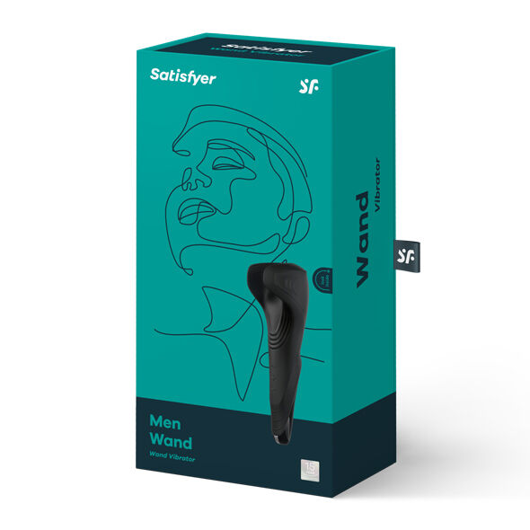 Close-up do masturbador Satisfyer Men Wand, mostrando seu design alado e textura de silicone.