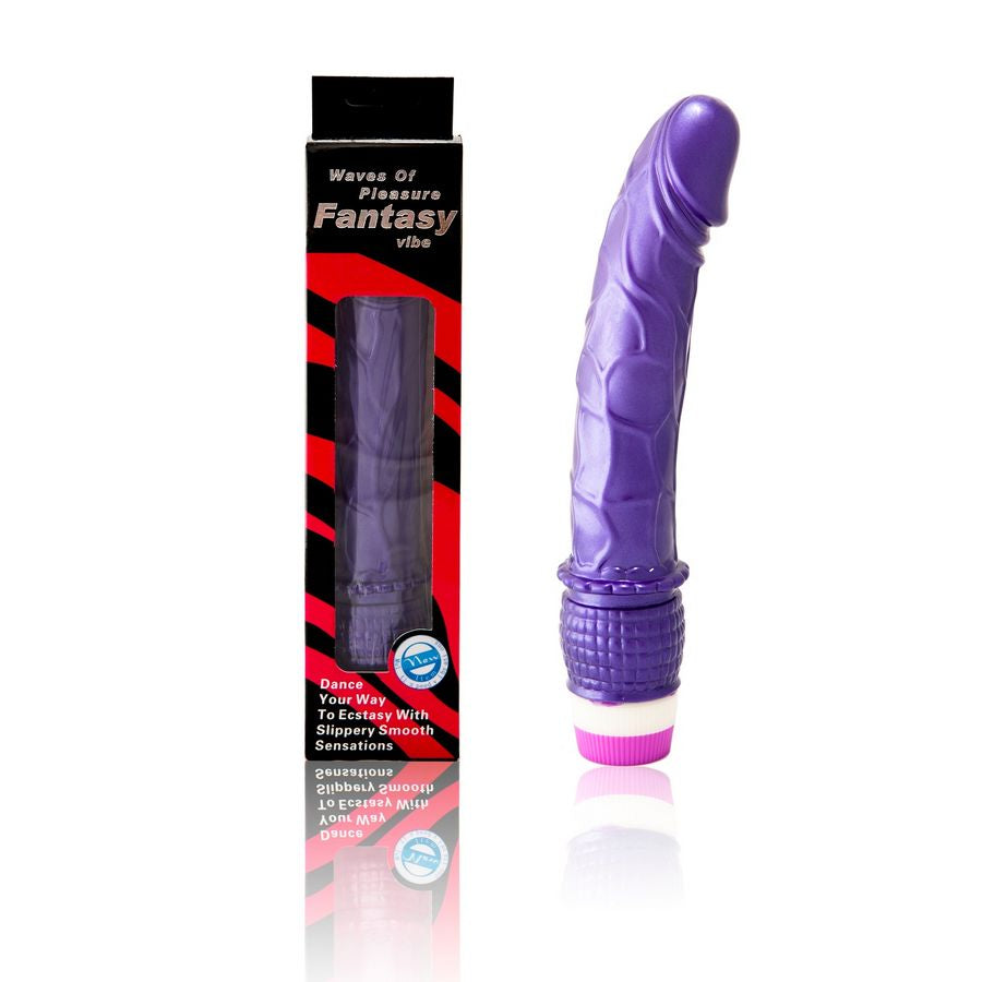 Baile Vibrador Realista Waves of Pleasure 23cm Roxo, com textura suave e forma ergonómica.