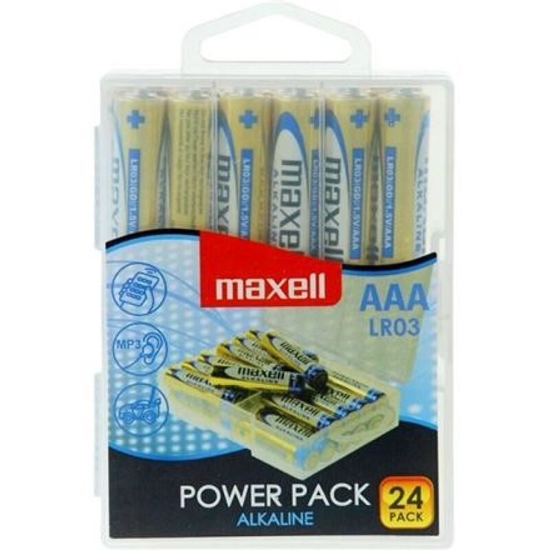 Pacote de Pilhas Alcalinas MAXELL AAA LR03 - 24 Unidades