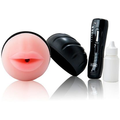 Close-up do Masturbador Boca BAILE com Vibrador, mostrando a textura Pure Skin e detalhes realistas.