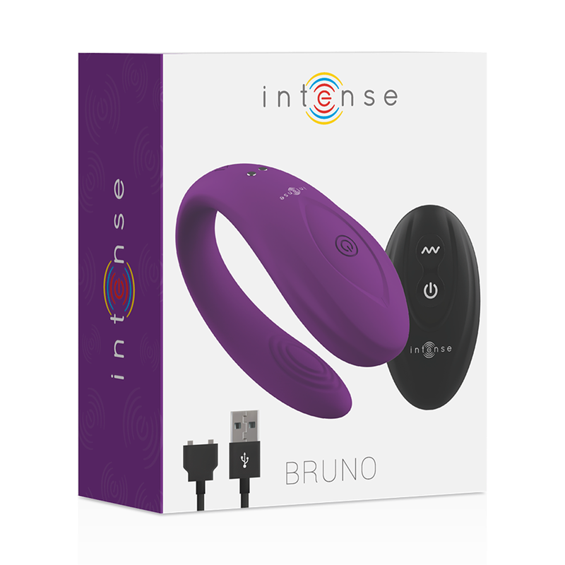 Close-up do Vibrador INTENSE Bruno para Casais, destacando o design ergonômico e a textura de silicone.