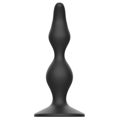 Close-up do Plug Anal ADDICTED TOYS de silicone preto 12cm, mostrando o seu design cónico e base segura.