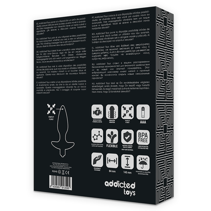ADDICTED TOYS Vibrating Anal Plug Massager, black, with prostate stimulator feature.