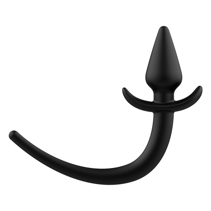 Close-up do Plug Anal ADDICTED TOYS Cauda de Cachorro em silicone, destacando a textura macia e o design ergonómico.
