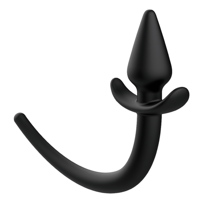 Close-up do Plug Anal ADDICTED TOYS Cauda de Cachorro em silicone, destacando a textura macia e o design ergonómico.